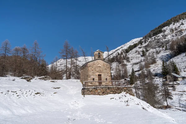 Mały Kościół Matki Bożej Śnieżnej Alpach Liguryjskich Upega Region Piemont — Zdjęcie stockowe