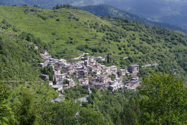 Aldeia Antiga Piaggia Nos Alpes Ligúria Município Briga Alta Província — Fotografia de Stock