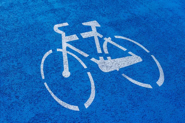 High angle view of bicycle sign on bike path