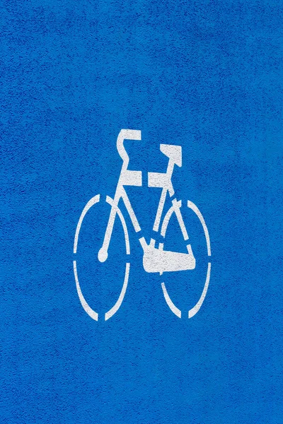 Vista Alto Angolo Del Cartello Della Bicicletta Sulla Pista Ciclabile — Foto Stock