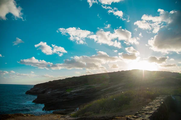 Hill and Hawaii pacific ocean taken in Oahu island, America. Oahu is known a tropical island located in Hawaii, United States.