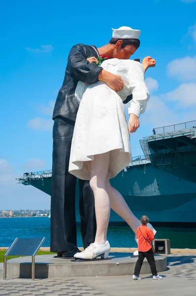 Unconditional Surrender Statue at the Tuna Harbor Park in San Diego, America. This massive thing is also called Kissing Sailor statue.