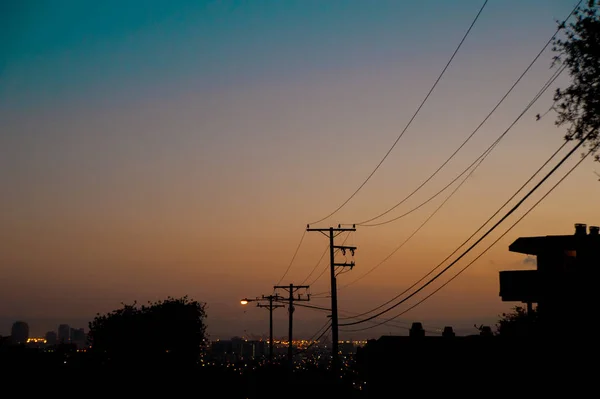 Захід Сонця Los Ангели Америка Каліфорнії Нафтові Ресурси Підпілля Сполучених — стокове фото