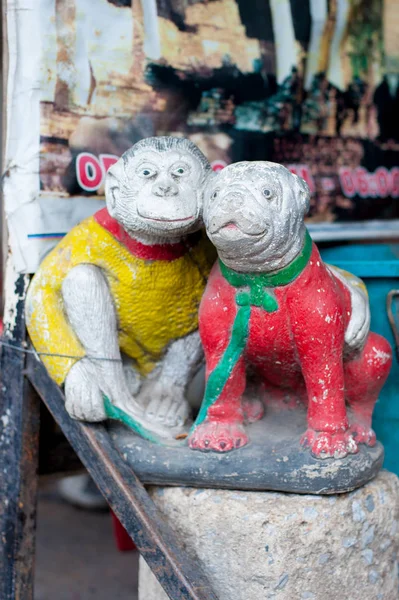 Estatua Mono Bulldog Está Calle Bangkok Tailandia Hay Muchos Dichos — Foto de Stock