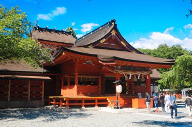 Fuji Hongu Sengen Taisha tapınak Shizuoka, Japonya. Bu tapınak Mt. Fuji, Japonya yakın ve çok turistler arasında popüler yer alır. Dindir Japonya'da Şinto esas olarak. 