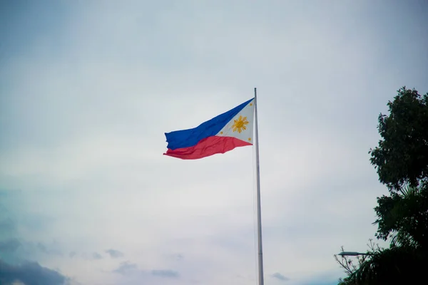 Filipinler Bayrağı Filipinler Güney Doğu Asya Bulunan Bir Ülkedir Onların — Stok fotoğraf