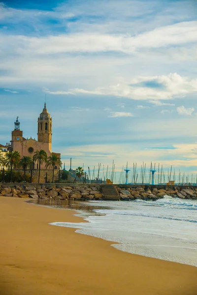 Spanish Beach Resort Barcelona Espanha Sitges Área Conhecida Como Uma — Fotografia de Stock