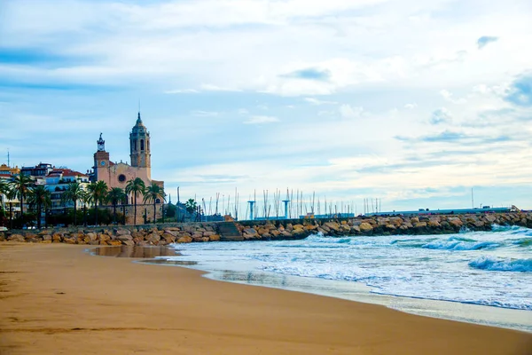 Spanish Beach Resort Barcelonie Hiszpania Obszar Sitges Jest Znany Jako — Zdjęcie stockowe