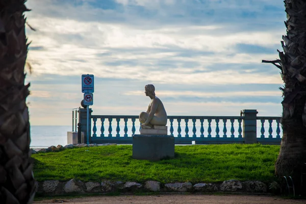 Statua Femminile Intorno Alla Spiaggia Sitges Barcellona Spagna — Foto Stock