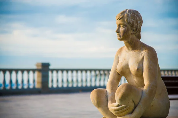 Statua Femminile Intorno Alla Spiaggia Sitges Barcellona Spagna — Foto Stock