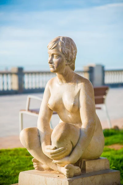 Kobiecej Posągi Wokół Plaży Sitges Barcelonie Hiszpania — Zdjęcie stockowe