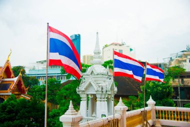 Bangkok, Tayland Tay bayrağı. Tayland bir gülümseme ile bir ülke olarak bilinir.