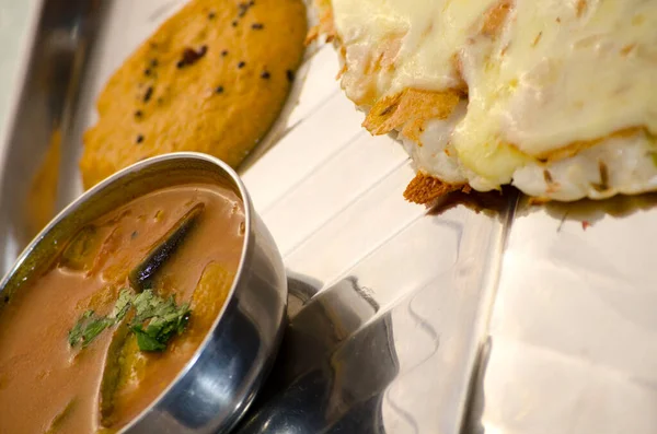 Indian Foods Sur Table Idée Typique Nourriture Inde Est Curry — Photo