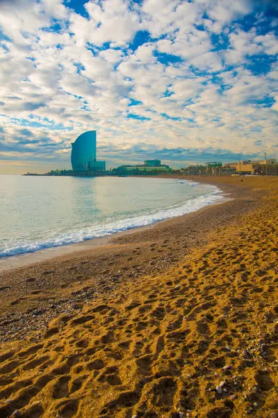 Plaża Barceloneta Barcelonie Barcelona Jest Znana Jako Artystyczne Miasto Położone — Zdjęcie stockowe