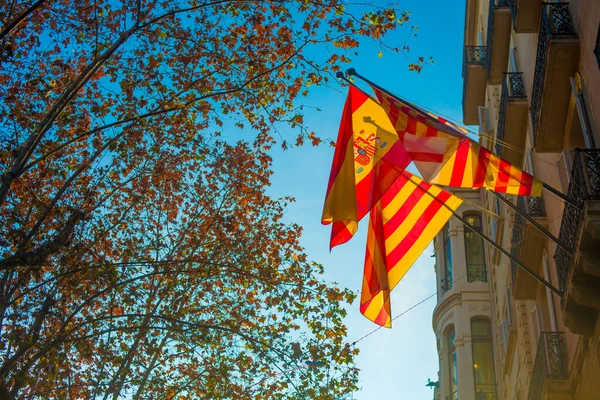 Bandiera Destinazione Turisti Barcellona Spagna Barcellona Conosciuta Come Una Città — Foto Stock