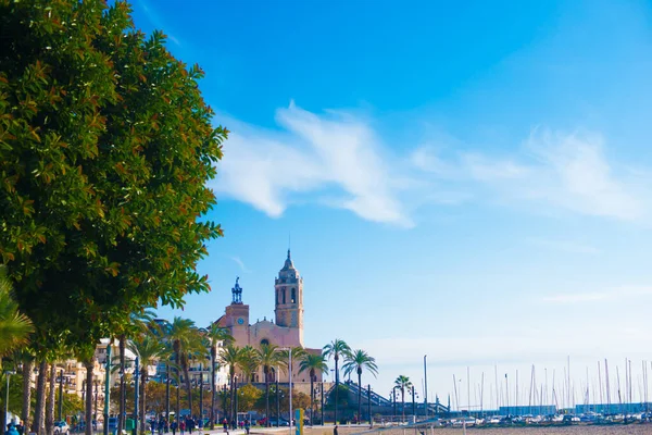 Spanish Beach Resort Barcelona España Zona Sitges Conocida Como Ciudad — Foto de Stock