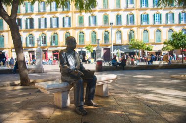 ANDALUSIA, İspanya - 6 Şubat 2019 - Malaga İspanya 'nın Granada kentinde bir şehirdir. La Malaga de Picaso olarak bilinir..
