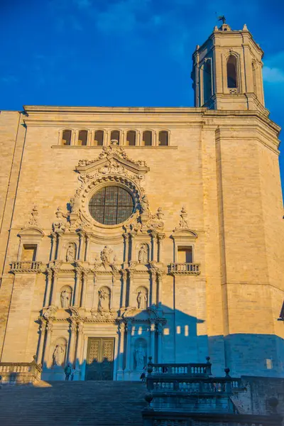 Girona Španělsko Února 2019 Katedrála Gironě Římský Katolický Kostel Románském — Stock fotografie