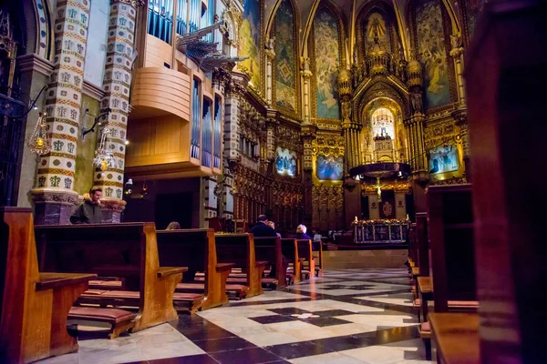 Barcelona Hiszpania Grudnia 2018 Wnętrza Kościoła Montserrat Barcelonie Hiszpania Montserrat — Zdjęcie stockowe