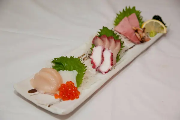 Dekorierte Meeresfrüchte Tokio Japan Viele Japaner Essen Täglich Fisch Japan — Stockfoto