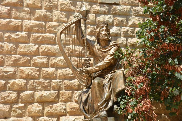 Golden Statue of King David. David`s Tomb at Mount Zion, Jerusalem, Israel