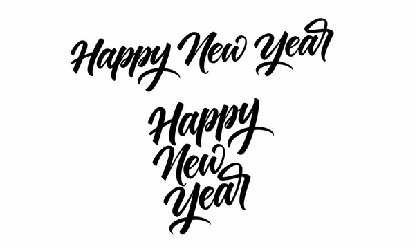 Happy New Year Card Hand Drawn Vector Illustration Isolated White — Stock Vector