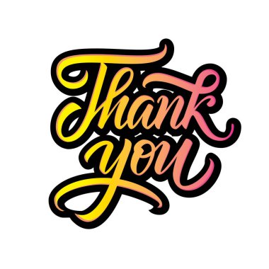 Teşekkürler. Beyaz arka planda çok renkli el fırçası çizimi harf işareti var.