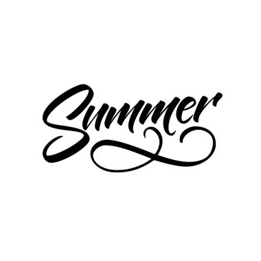 Yaz için basit harf vektörü. Flurish el yazısı fırça kaligrafisi. Tatil tabelası, afiş fikri.