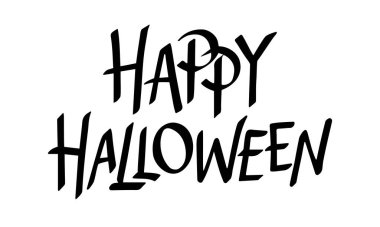 Mutlu cadılar bayramı modern el yazısı afişleri. Güzel el yazısı harfler. Bayram kutlaması kartı. Basit baskı tasarımı. Arkaplanda vektör illüstrasyonu