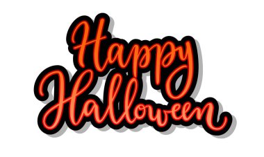 Mutlu cadılar bayramı modern el yazısı afişleri. Güzel el yazısı harfler. Bayram kutlaması kartı. Basit baskı tasarımı. Arkaplanda vektör illüstrasyonu