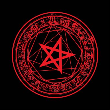 Rune Magic Pentagon Çemberi. Cadılık antik semboller. Büyü yapmak için. Putperest tasarımı. Ayin dekorasyonu. El yapımı tılsım. Siyah arkaplan üzerine resim çizimi