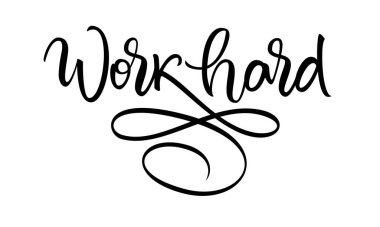 Sancak vektörünü işaretlemek için çok çalış. Motivasyonal modern fırça kaligrafisi. İlham verici bir el yazısı alıntısı. Beyaz arkaplanda siyah illüstrasyon