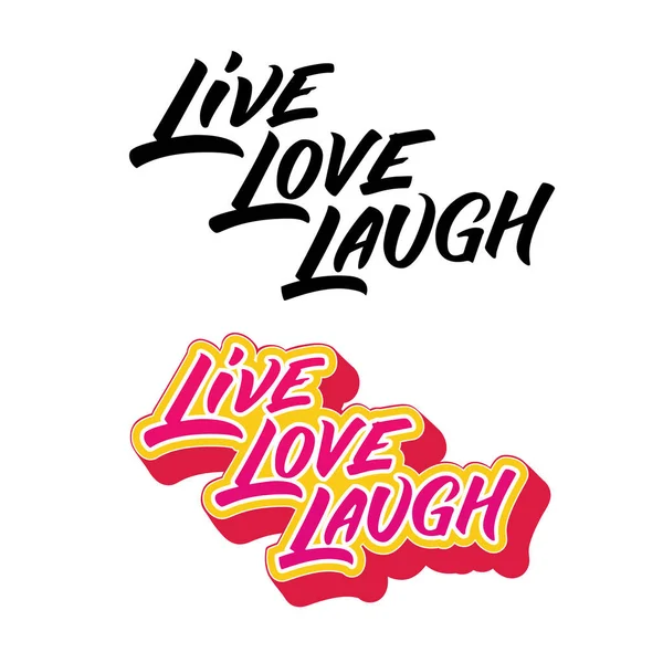 Live Love Laugh Hand Drawing Modern Learning Набор Двух Знаков — стоковый вектор