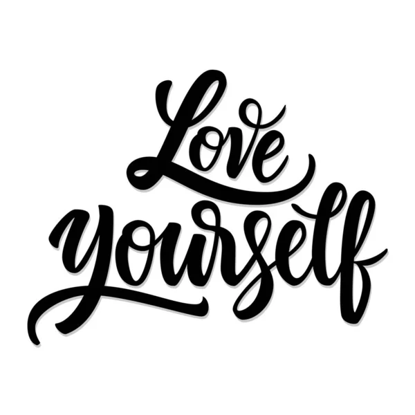 Love Yourself Modern Lettering Sign Inspirational Print Deisng Isolated White — Stock Vector
