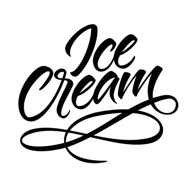 Ice Cream Hand Lettering Flourish Modern Brush Calligraphy Simple Vector — Stock Vector