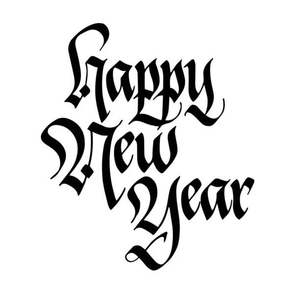 Happy New Year Simple Italic Script Print Design Hand Written — Stock Vector