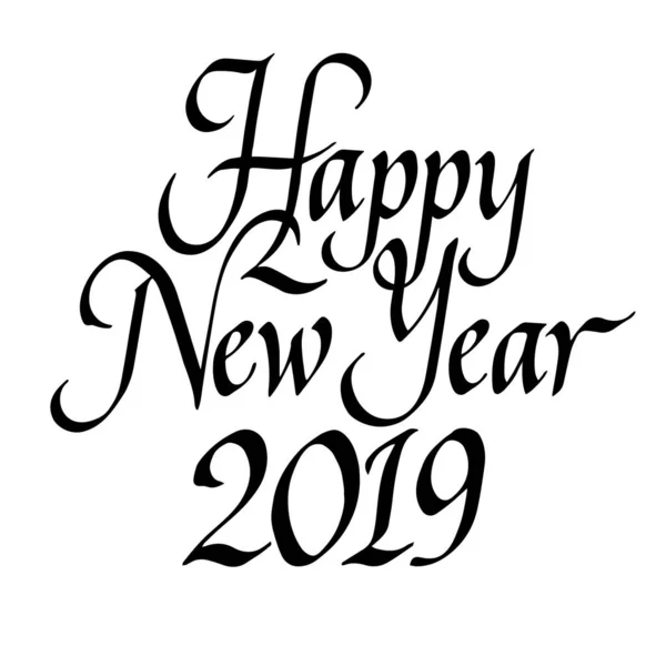 Happy New Year 2019 Holiday Calligraphy Vector Illustration Lettering Vintage — Stock Vector