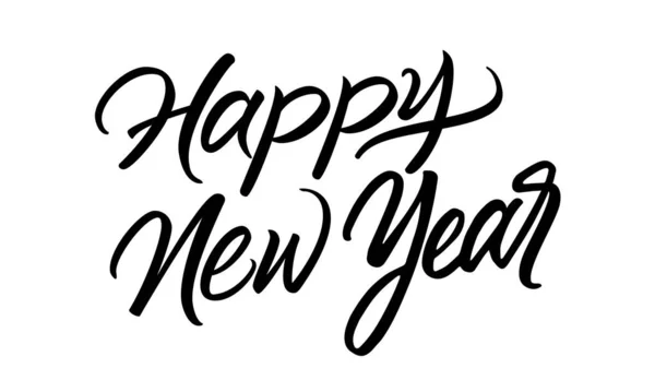 Happy New Year Simple Italic Script Print Design Hand Written — Stock Vector