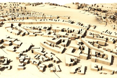 3D şehir master planı, inşaat kavramı görünümü