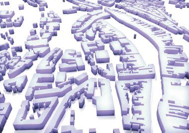 3D şehir master planı, inşaat kavramı görünümü