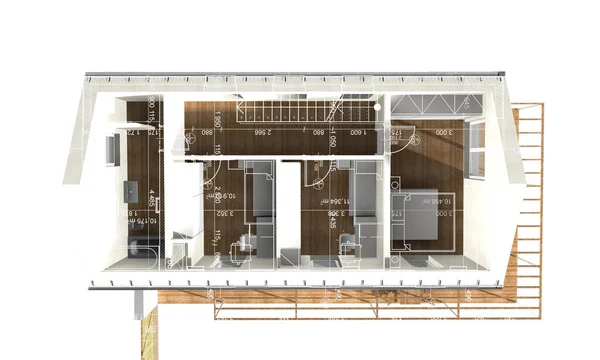 Blueprint arka plan bir müstakil kırsal ev