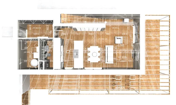 Blueprint arka plan bir müstakil kırsal ev