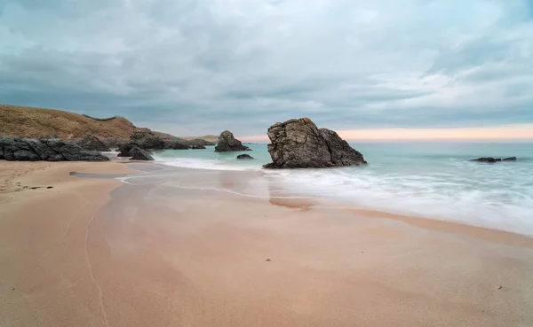 Atardecer Tormentoso Playa Sango Bay Durness Extremo Norte Escocia —  Fotos de Stock