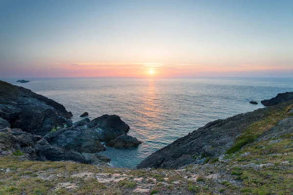 Sonnenuntergang Vom Trevosekopf Der Nähe Von Padstow Der Kornischen Küste — Stockfoto