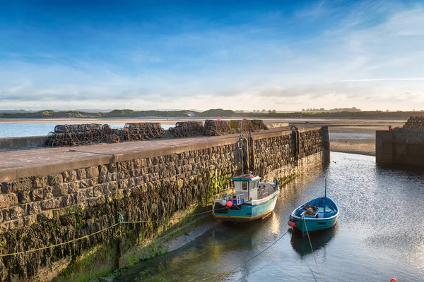 Luz Noturna Beadnell Harbout Litoral Nothumberlad — Fotografia de Stock