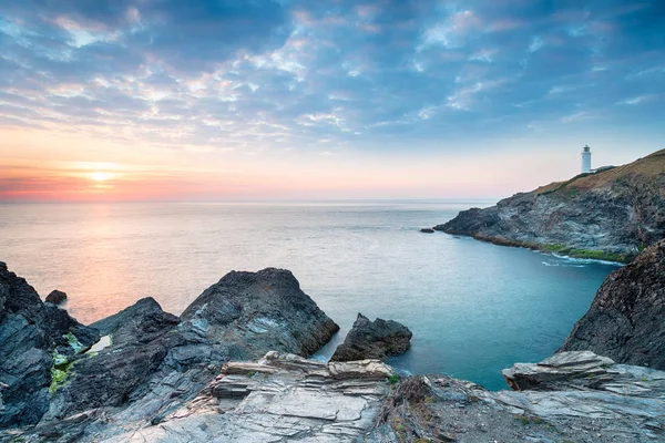 Trevose Kafa Cornwall Kıyı Şeridi Güzel Gün Batımı — Stok fotoğraf