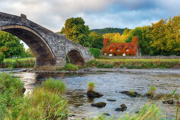 Herbst Der Pont Fawr Brücke Über Den Fluss Conwy Bei — Stockfoto