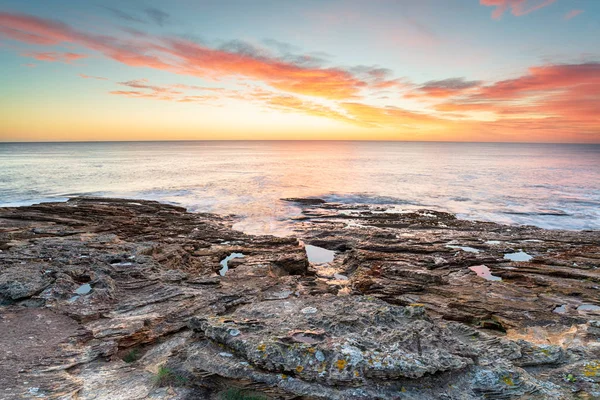 Alba Sulla Spiaggia Howick Sulla Costa Del Northumberland — Foto Stock