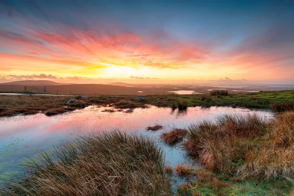 Stunning Sunrise Peat Bogs North Uist Western Isles Scotland — Stock Photo, Image