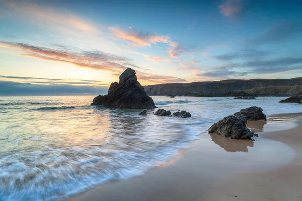 Beau Lever Soleil Sur Baie Sango Durness Dans Extrême Nord — Photo